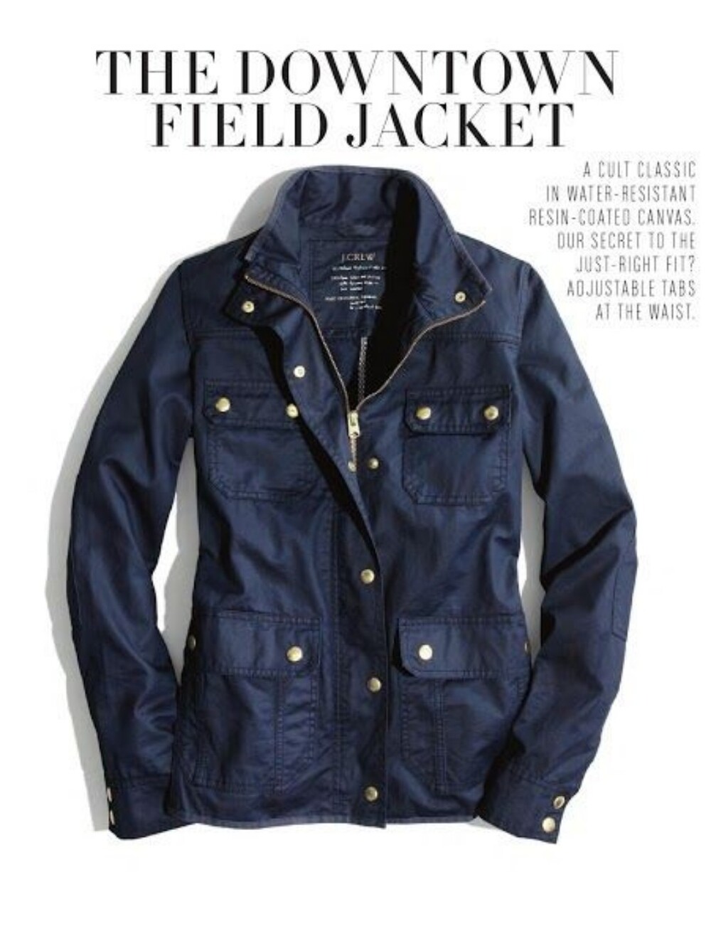 J. Crew Downtown Field Jacket Navy Waxed Cotton size XS